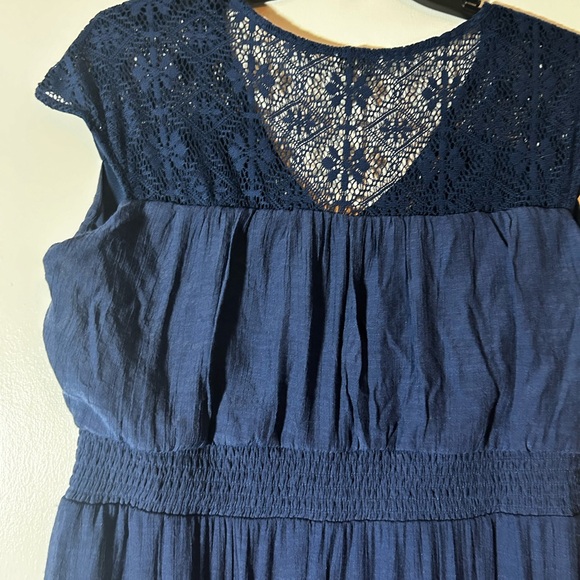 Luxology XL Navy Peasant Mom Core Tiered Maxi Dress - Picture 5 of 8